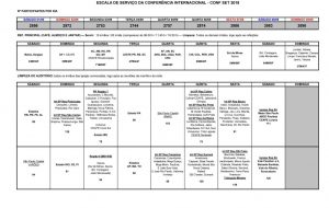 Conf Set/18 – Escala Completa dos Serviços de Refeitório e Limpeza do Auditório